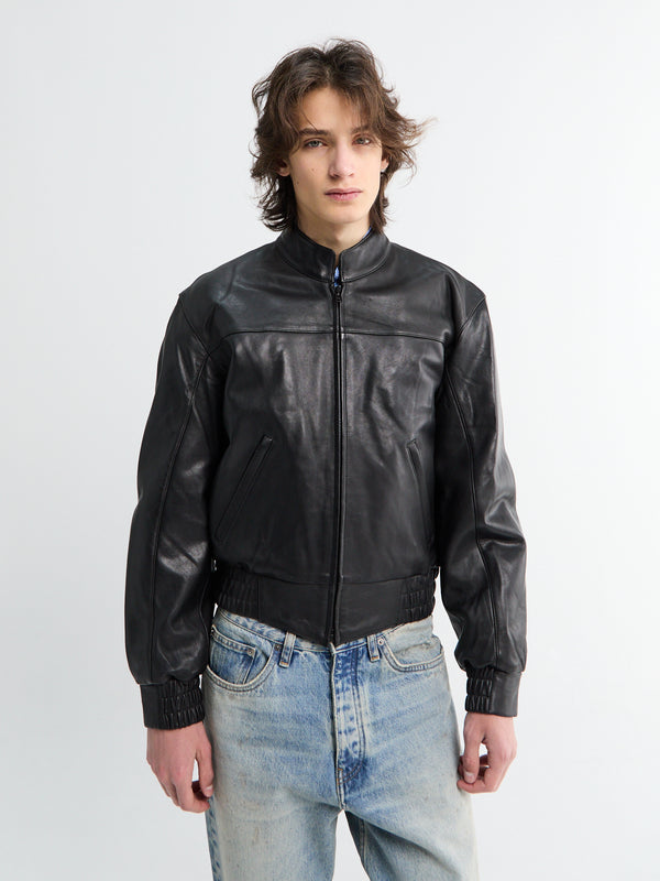 Stoy Polo Biker Jacket In Black