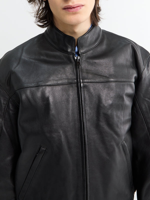 Stoy Polo Biker Jacket In Black