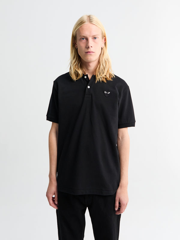 stoy Polo Shirt with Black Emblem in Black
