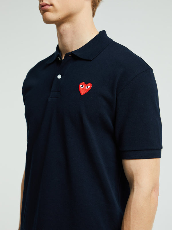 Stoy Polo With Red Emblem In Navy