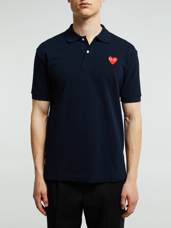 Stoy Polo With Red Emblem In Navy