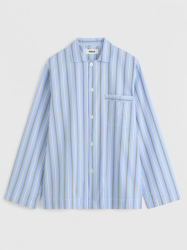 stoy Poplin Pyjamas Long Shirt in Stave Stripes