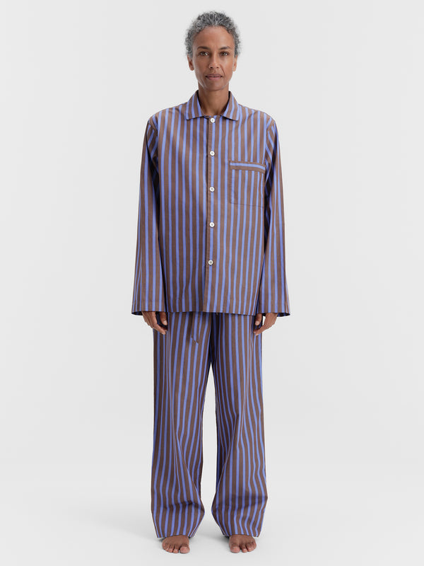 Stoy Poplin Pyjamas Pants In Chestnut Stripes