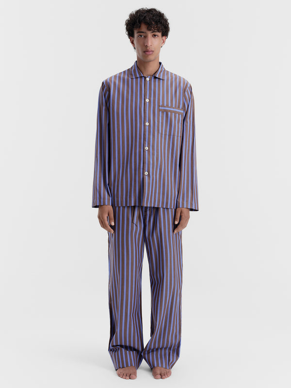 Stoy Poplin Pyjamas Pants In Chestnut Stripes