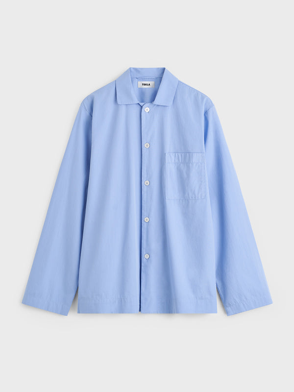 stoy Poplin Pyjamas Shirt in Cornflower Blue