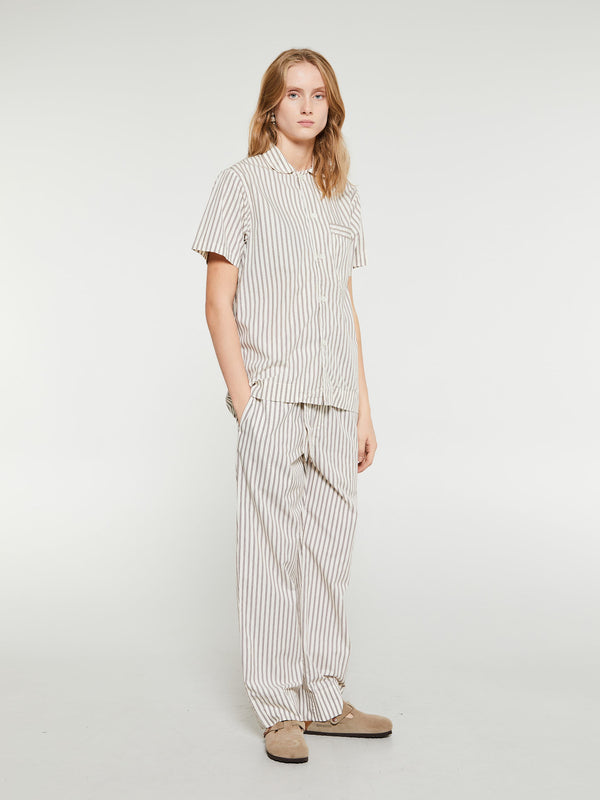 Stoy Poplin Pyjamas Short Sleeve In Hopper Stripes