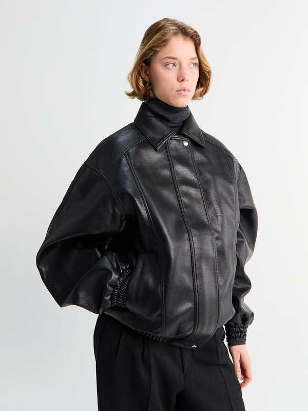 Stoy Prescott Faux Leather Jacket In Black