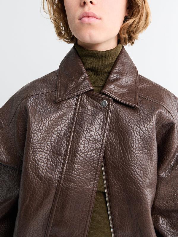 Stoy Prescott Faux Leather Jacket In Brown