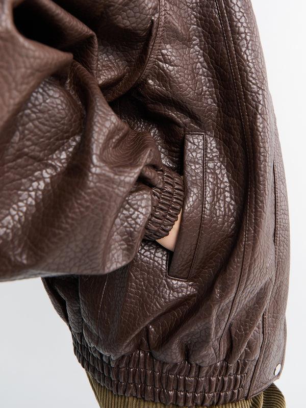 Stoy Prescott Faux Leather Jacket In Brown