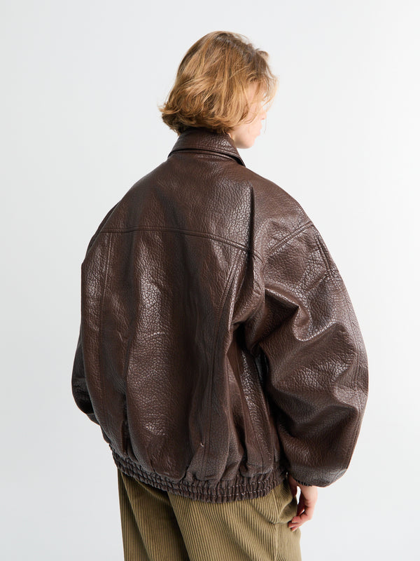 Stoy Prescott Faux Leather Jacket In Brown