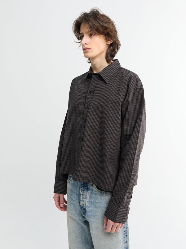 Stoy Priority Shirt In Dark Linen Check