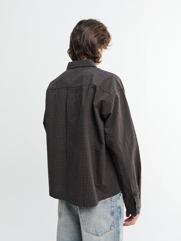 Stoy Priority Shirt In Dark Linen Check
