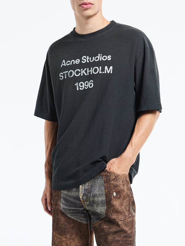 Stoy Relaxed Fit Logo T-Shirt In Faded Black