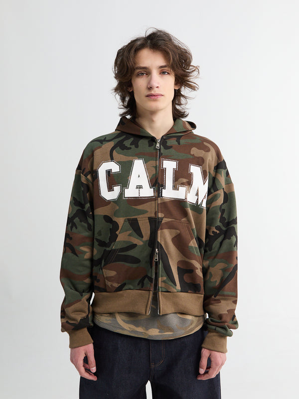 stoy Rhinestone Hoodie in Camo