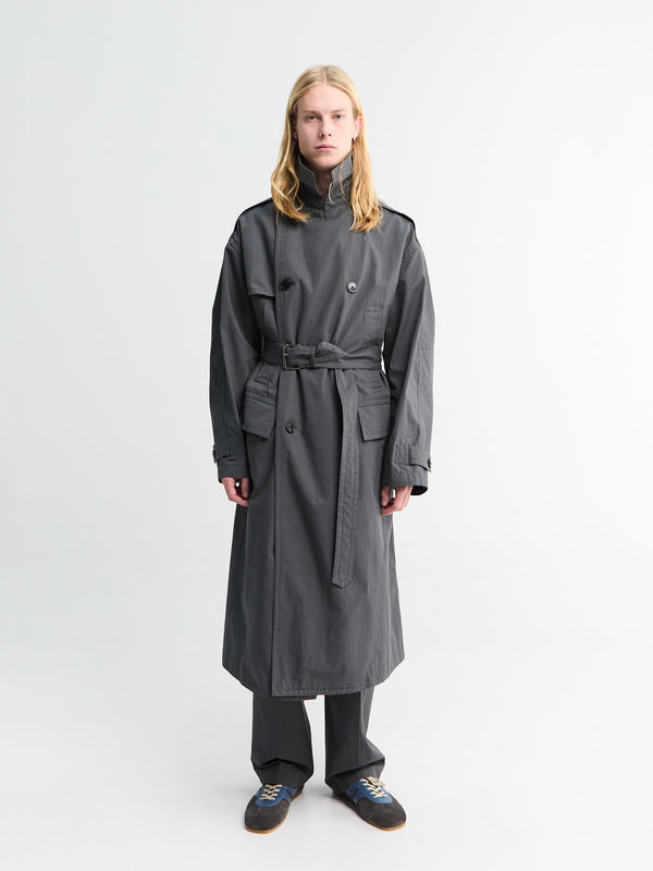 stoy Robert Long Coat in Dark Grey