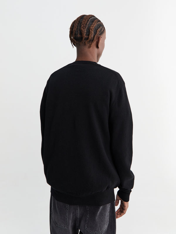 Stoy Round-Neck Black Emblem Knit In Black