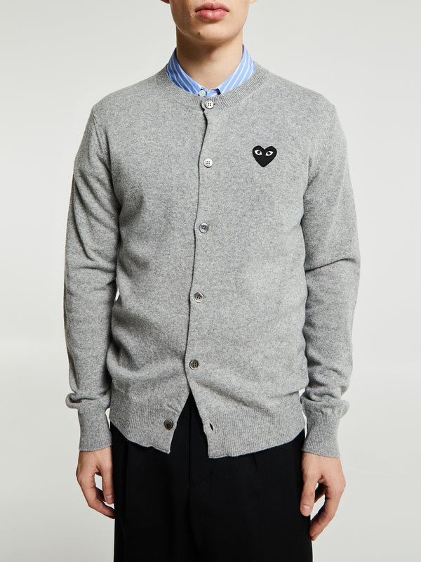 stoy Round Neck Black Emblem Knit in Light Grey