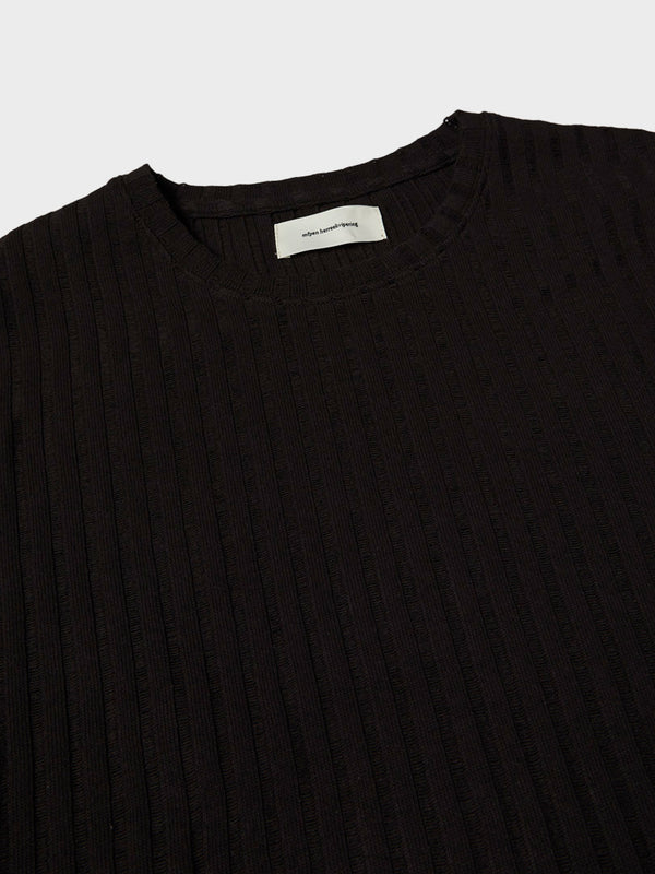 Stoy Round Neck Sweater In Dark Brown Ajour Stripe