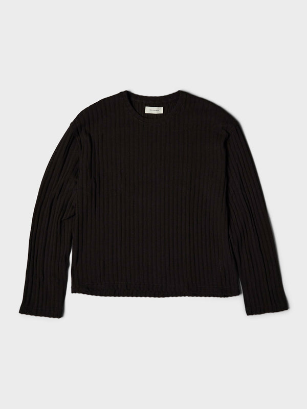 stoy Round Neck Sweater in Dark Brown Ajour Stripe