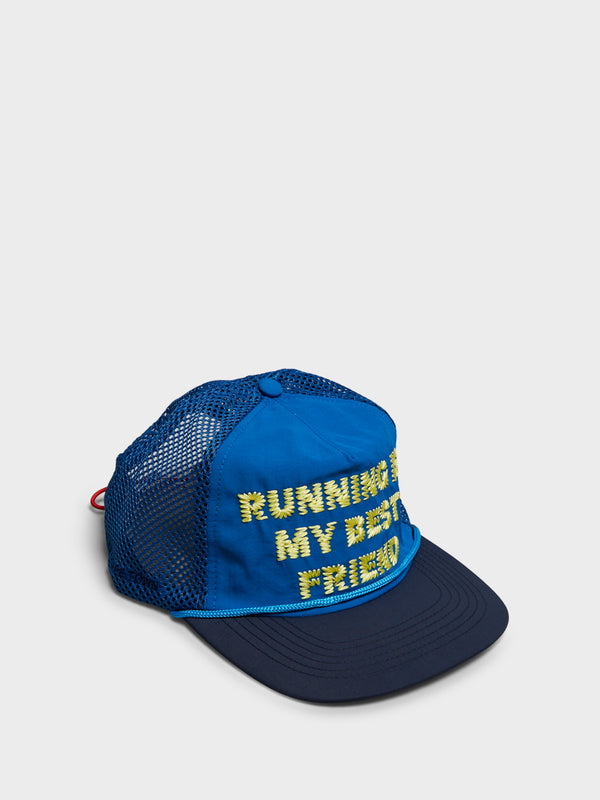 Stoy Running Is My Best Friend Trucker Cap In Blue