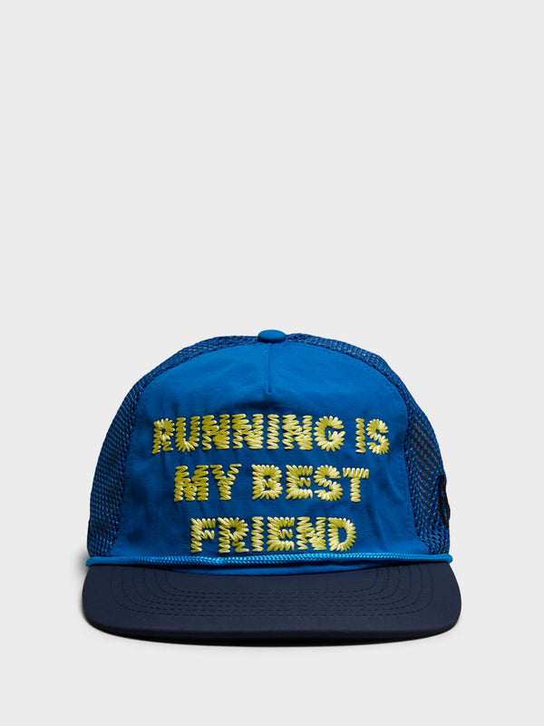 stoy Running Is My Best Friend Trucker Cap in Blue
