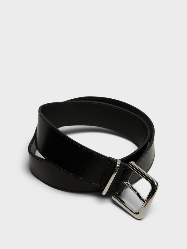 Stoy Sarno Leather Belt In Black And Silver