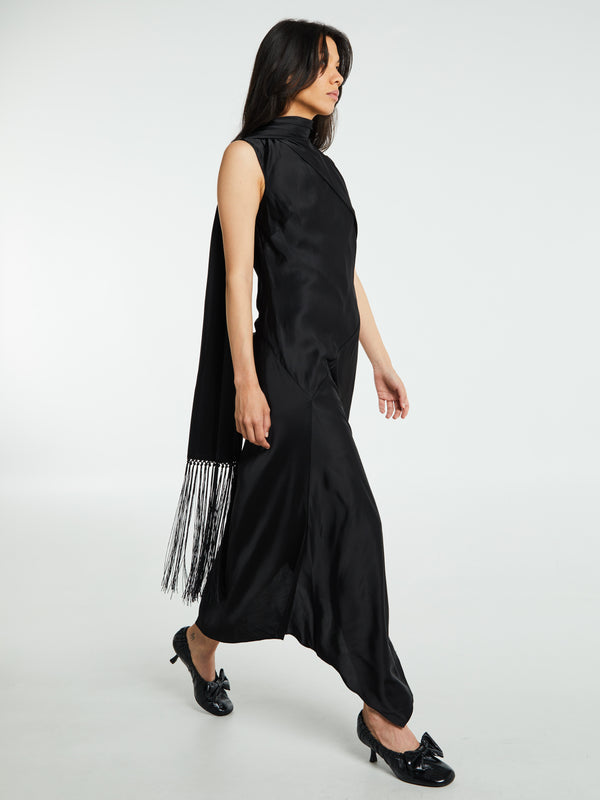 Stoy Satin Dress In Black