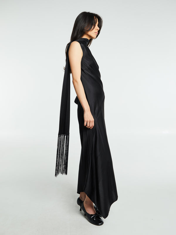 stoy Satin Dress in Black