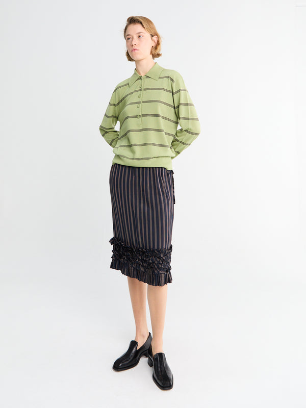 Stoy Scotts Ruffle-Trim Striped Skirt In Navy