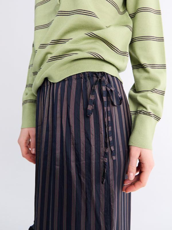 Stoy Scotts Ruffle-Trim Striped Skirt In Navy