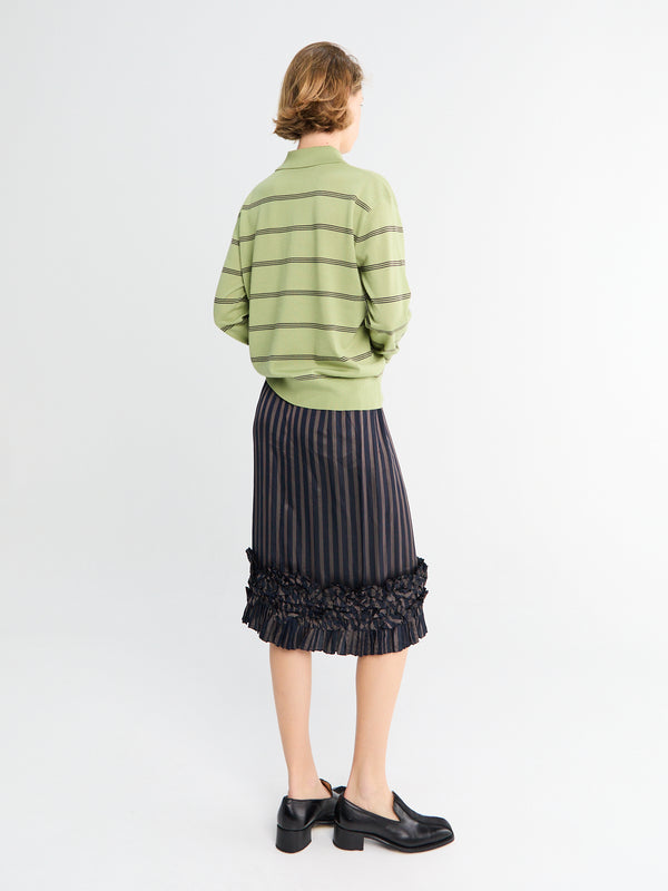 Stoy Scotts Ruffle-Trim Striped Skirt In Navy