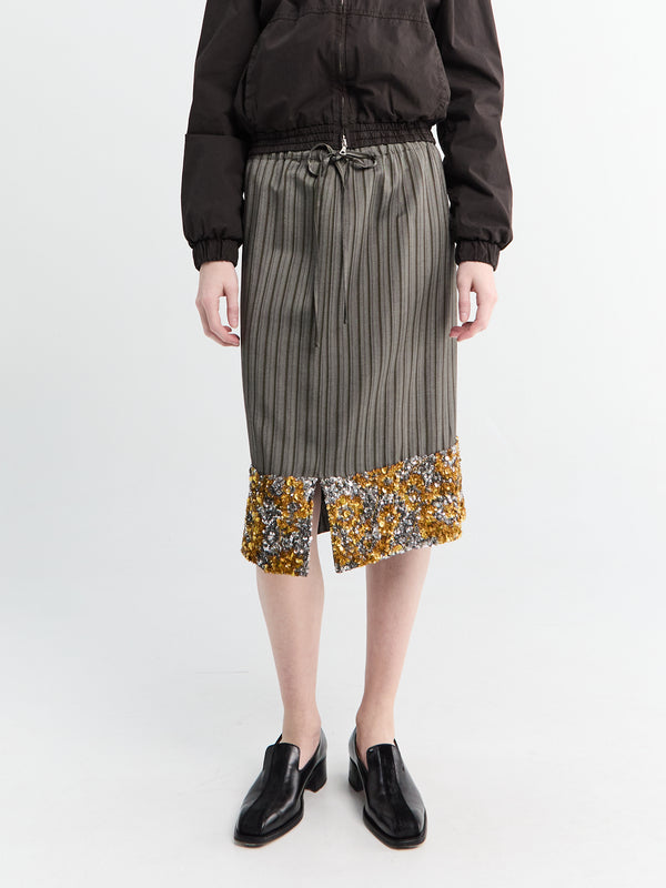 stoy Sequined striped Midi Skirt in Grey