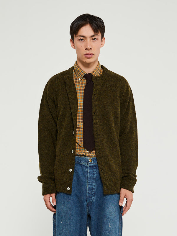 Stoy Shetland Cardigan In Pine Shadow