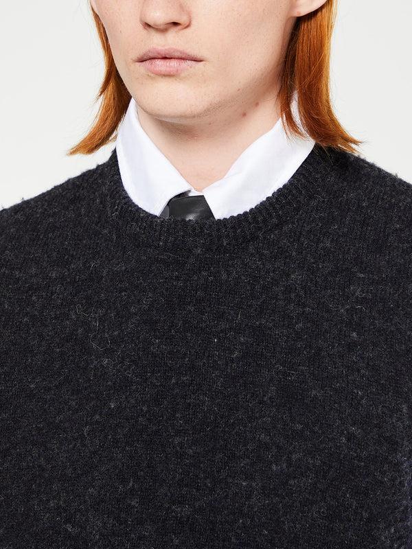 Stoy Shetland Crew Sweater Vest In Charcoal