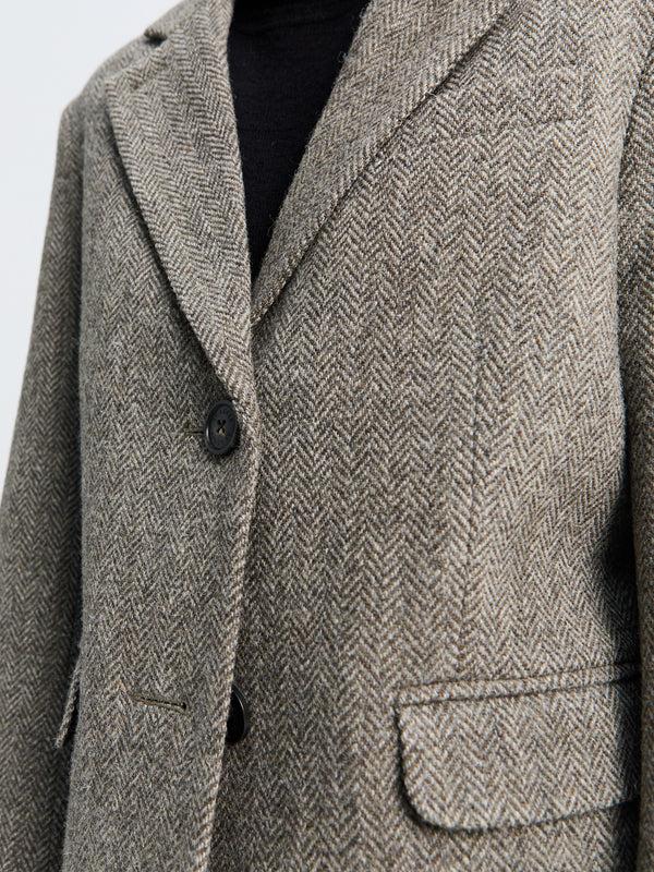 Stoy Shetland Wool Oversized Blazer In Brown