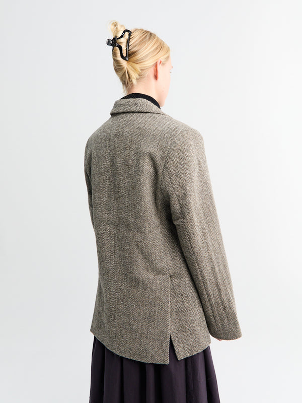 Stoy Shetland Wool Oversized Blazer In Brown