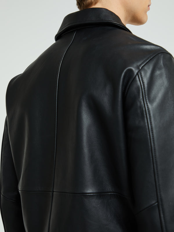 Stoy Short Leather Jacket In Black