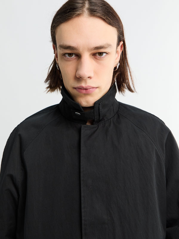 Stoy Short Raglan Coat In Black