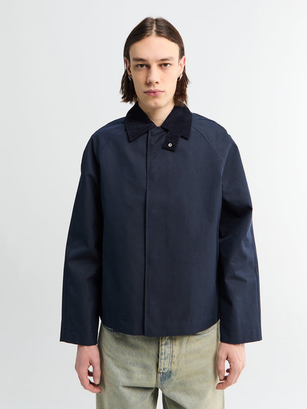 stoy Short Raglan Coat in Navy
