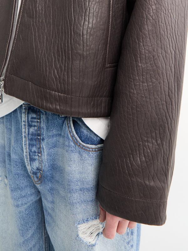 Stoy SHRUNKEN LEATHER JACKET-BROWN