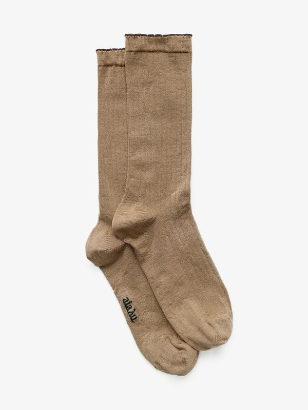 stoy Silk Rib Socks in Golden Light