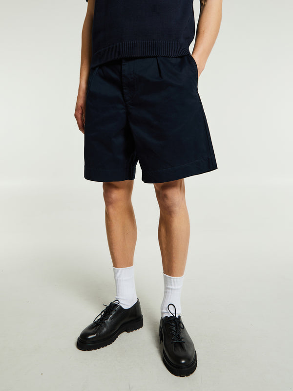 Stoy Single-Pleat Baggy Shorts In Navy