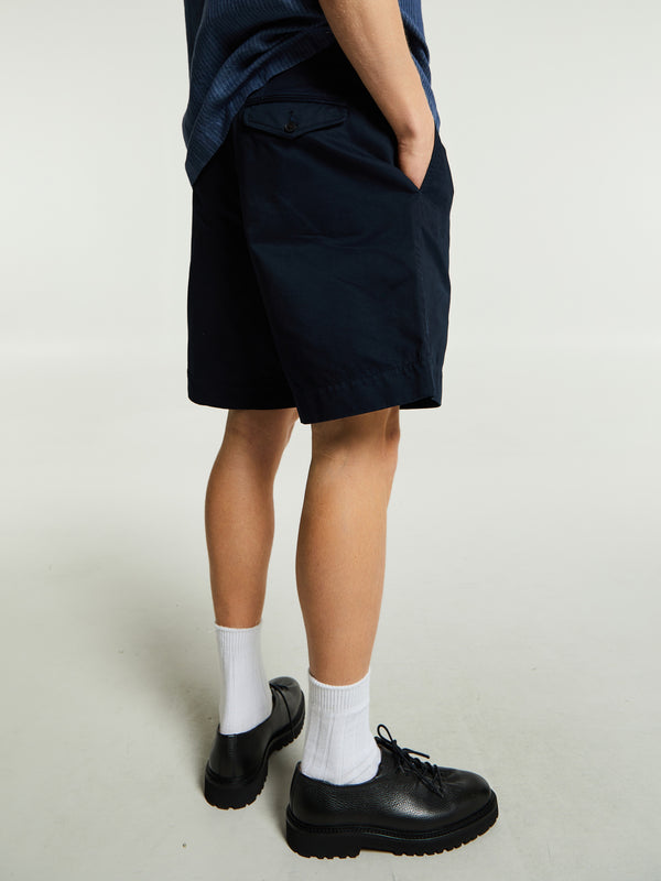 Stoy Single-Pleat Baggy Shorts In Navy