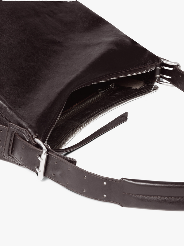 Stoy Small Belted Hobo Bag In Dark Chocolate