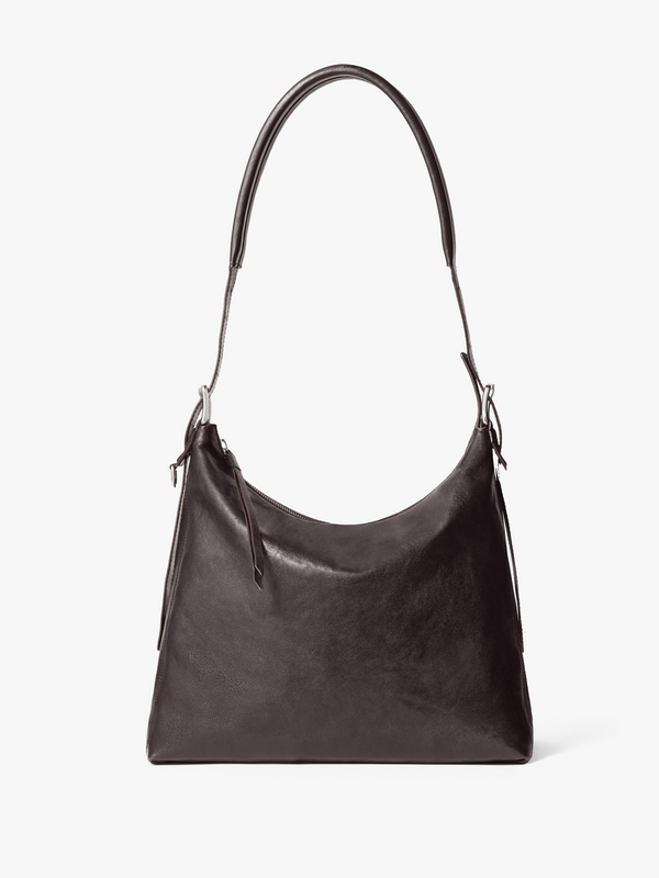 stoy Small Belted Hobo Bag in Dark Chocolate