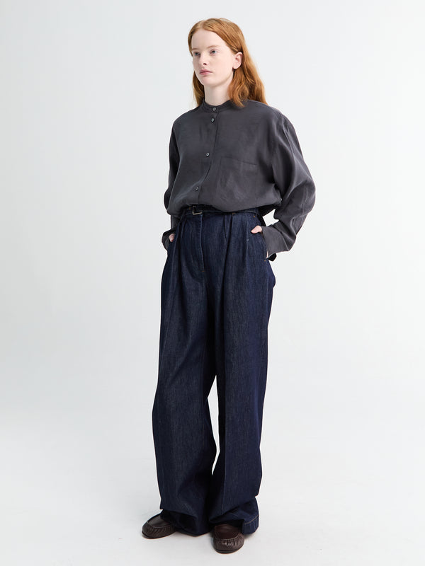 Stoy Stand Collar Shirt In Coal