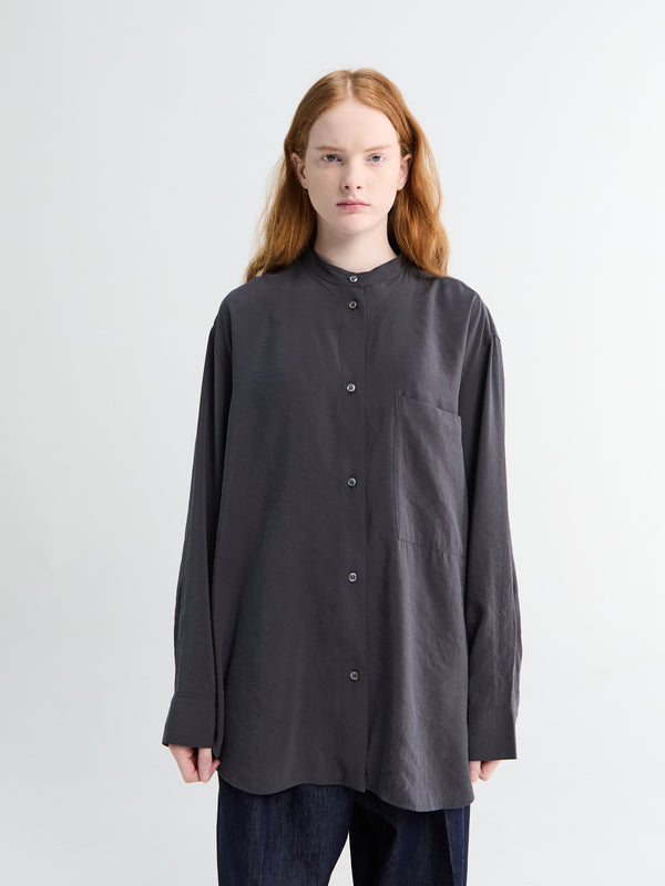 Stoy Stand Collar Shirt In Coal