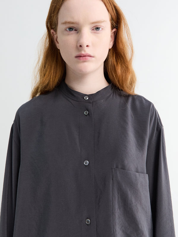Stoy Stand Collar Shirt In Coal
