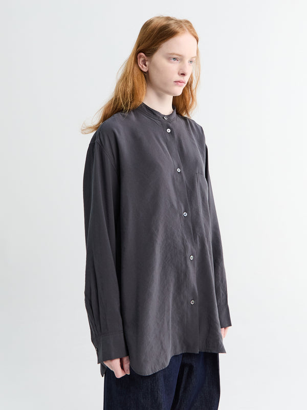stoy Stand Collar Shirt in Coal