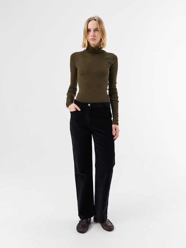 stoy Straight Cord Trousers in Black